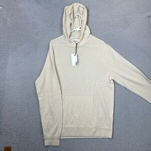 NEW The Commons Hoodie Mens Large Tan Cream Merino Wool Knit Sweater Pullover